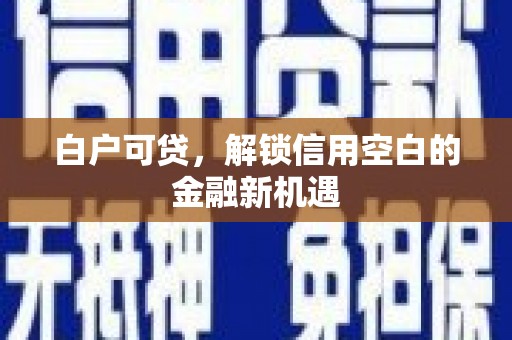 呼玛白户可贷，解锁信用空白的金融新机遇